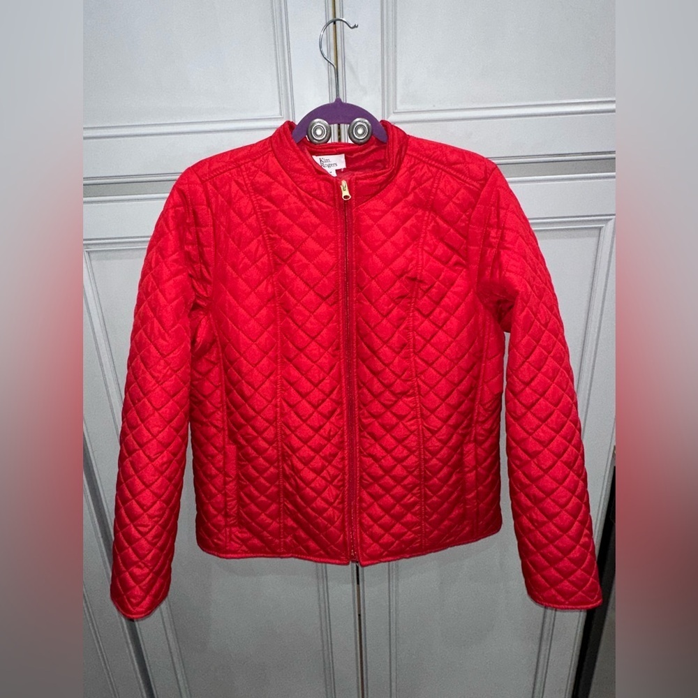 Kim Rogers women’s red quilted full zip lightweight jacket size medium - Picture 2 of 5